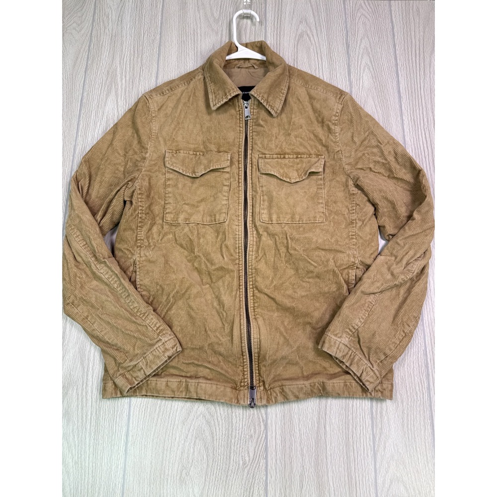 Express Corduroy Full Zip Utility Jacket Tan Coat Mens Size Small